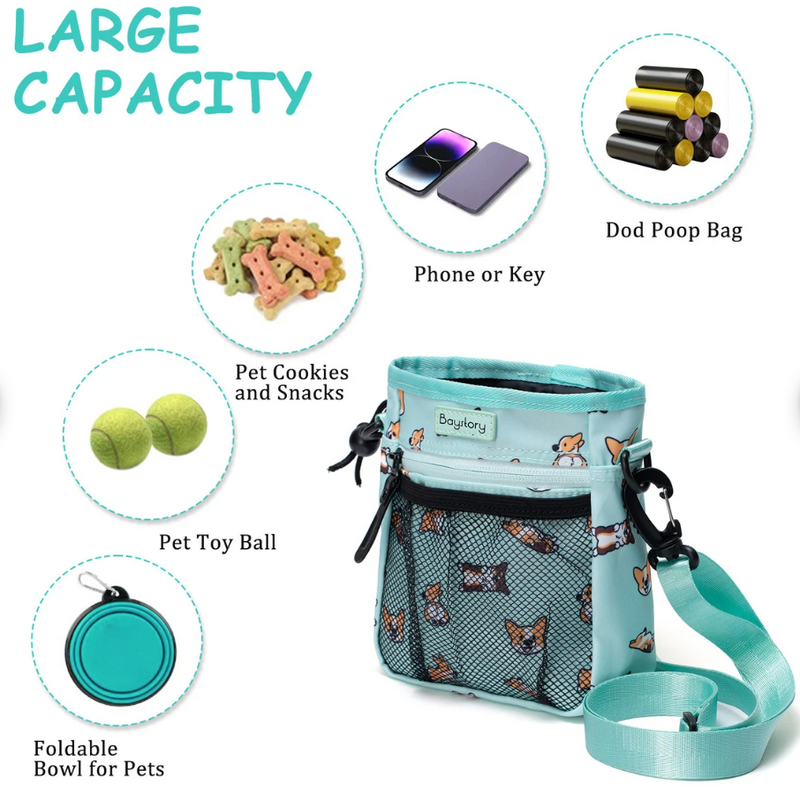 Corgi Dog Treat Training Pouch – Carry Toys, Treats, and More with Ease – Built-In Poop Bag Dispenser – 3 Wearable Styles